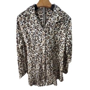 Chicos Animal Print Blouse With Hidden Button Closure, Size 1